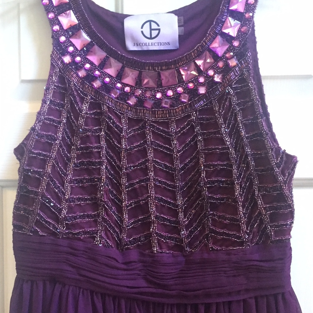 JS Collections Beaded Gown Wine/Purple Size 10